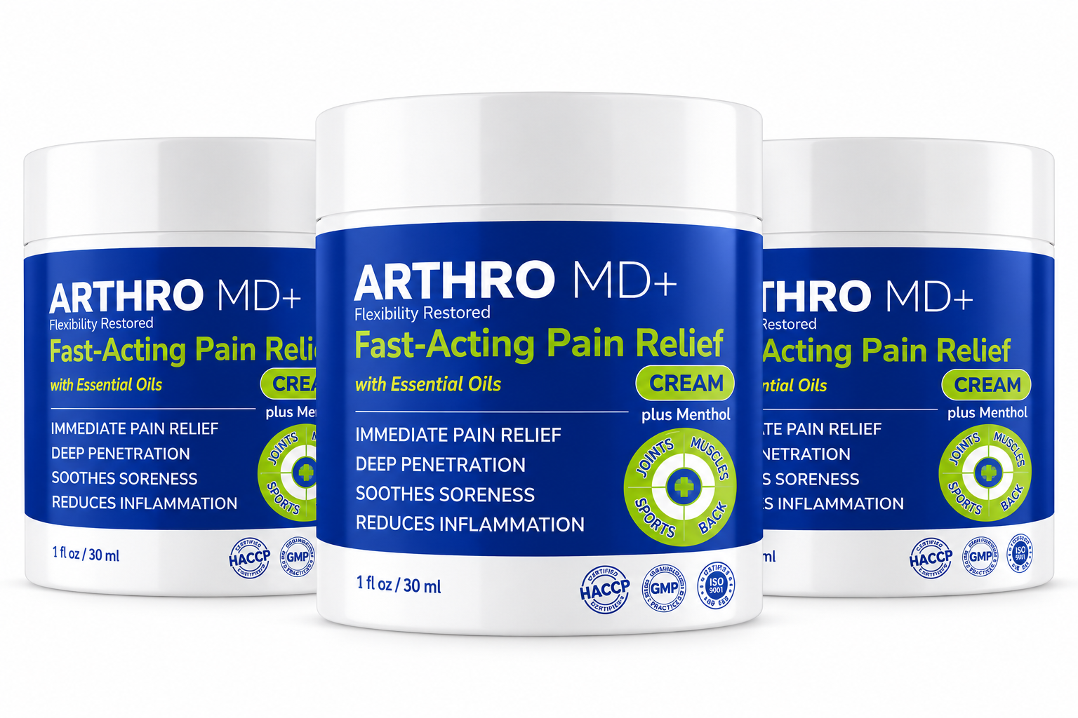 Tres envases de Arthro MD+ Cream